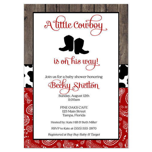 Boots and Bandanas Baby Shower Invitation