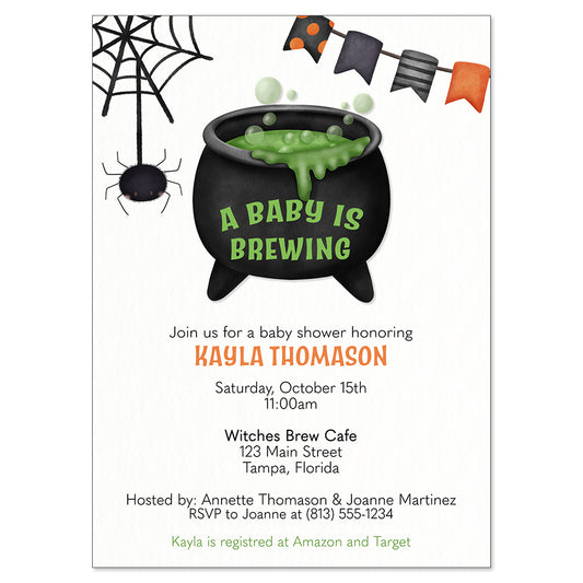 A Baby is Brewing, White, Baby Shower Invitation