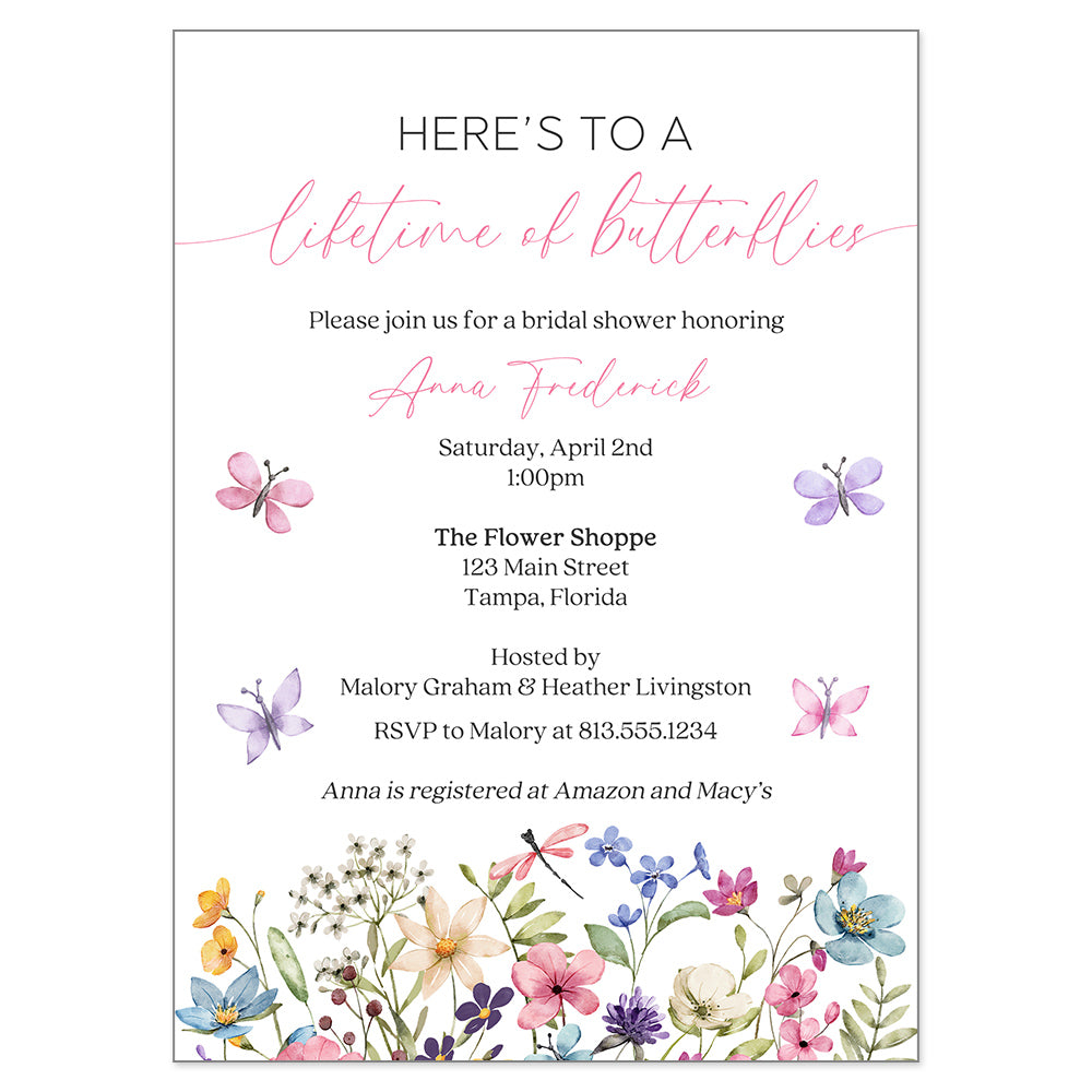 Butterfly Kisses Bridal Shower Invitation