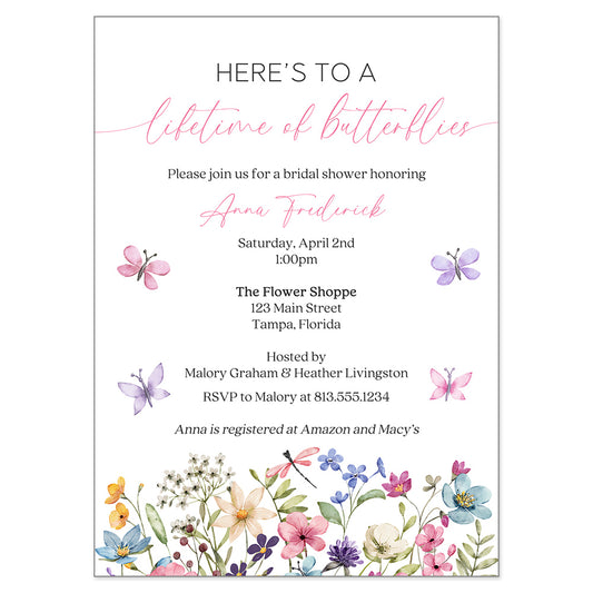 Butterfly Kisses Bridal Shower Invitation