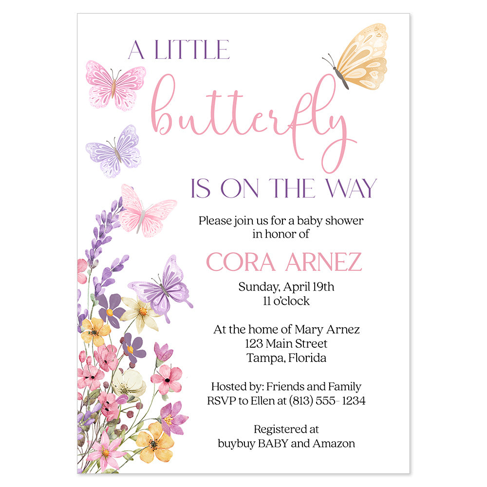Butterfly Baby Shower Invitation – The Invite Lady