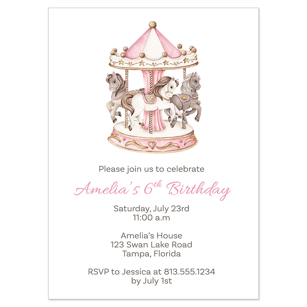Carousel Birthday Party Invitation