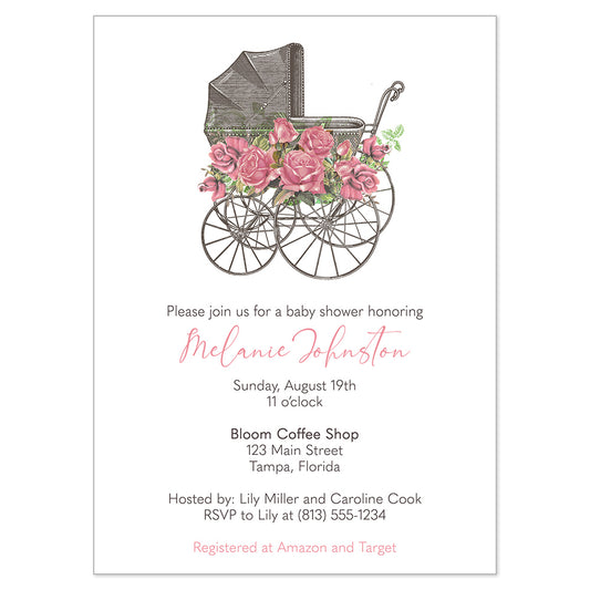 Vintage Carriage Baby Shower Invitation