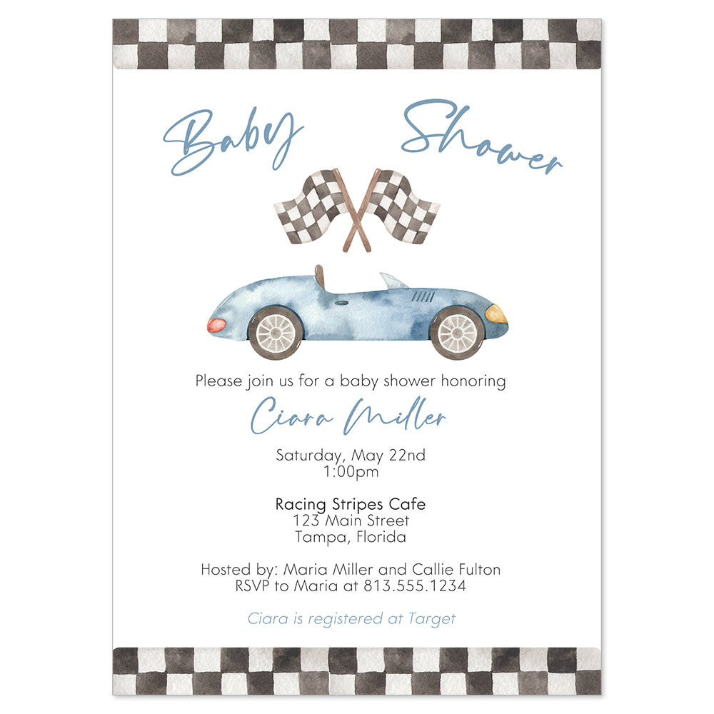 Race Car Baby Shower Invitation