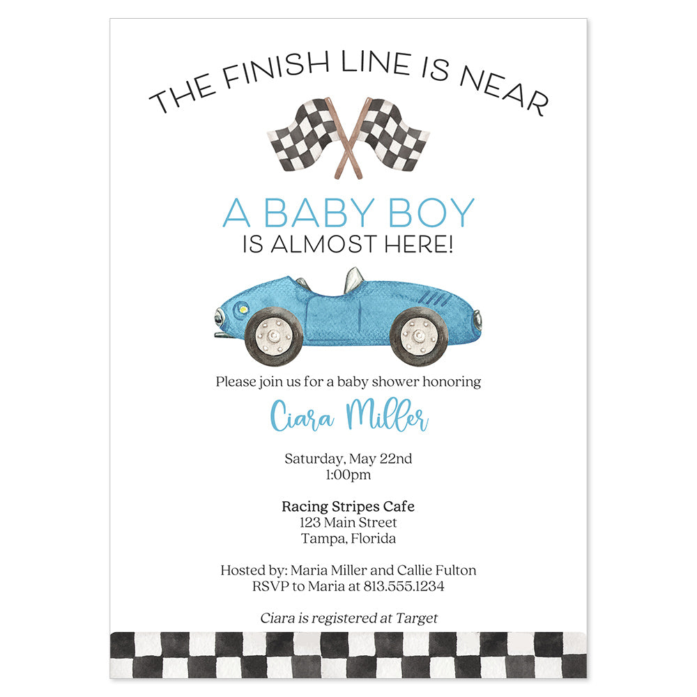 Race Car Baby Shower Invitation