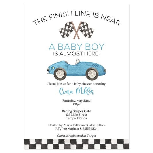 Race Car Baby Shower Invitation