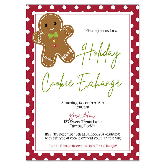 Polka Dot Christmas Cookie Exchange Invitation