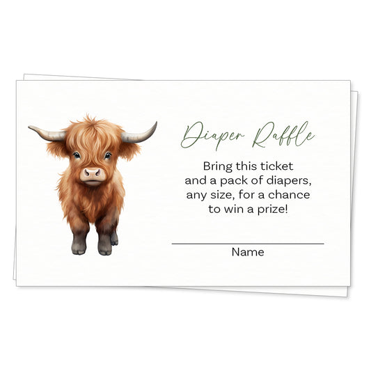 Highland Cow Diaper Raffle Ticket