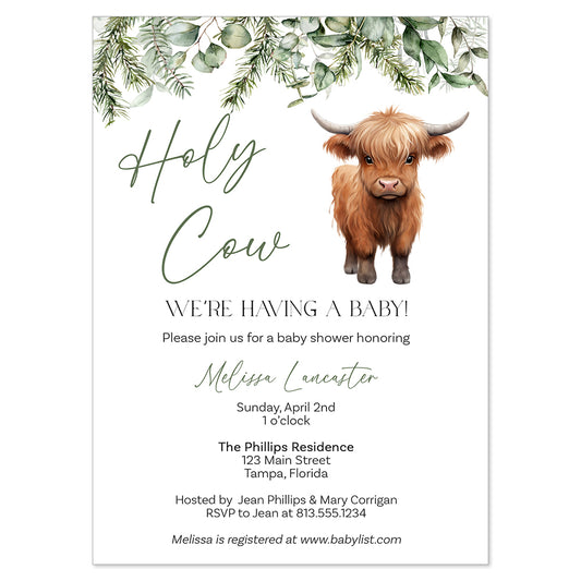 Highland Cow Baby Shower Invitation