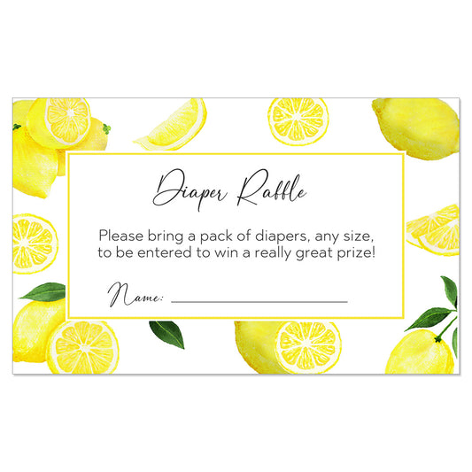 Lemon Squeeze Baby Shower Diaper Raffle Ticket