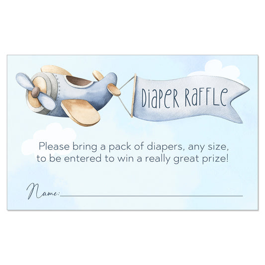 Watercolor Airplane Diaper Raffle Ticket