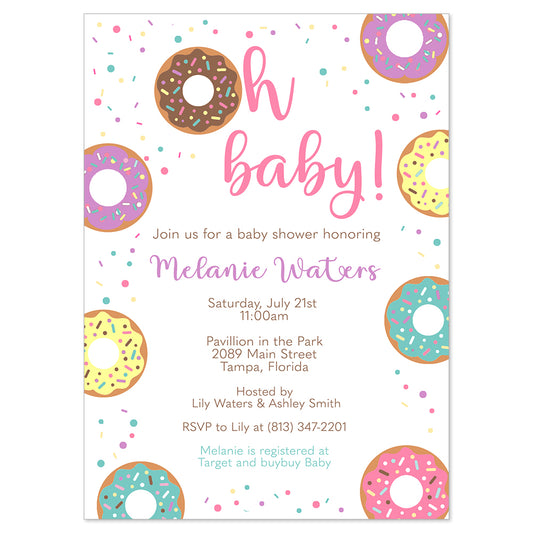 Oh Baby Donut Baby Shower Invitation