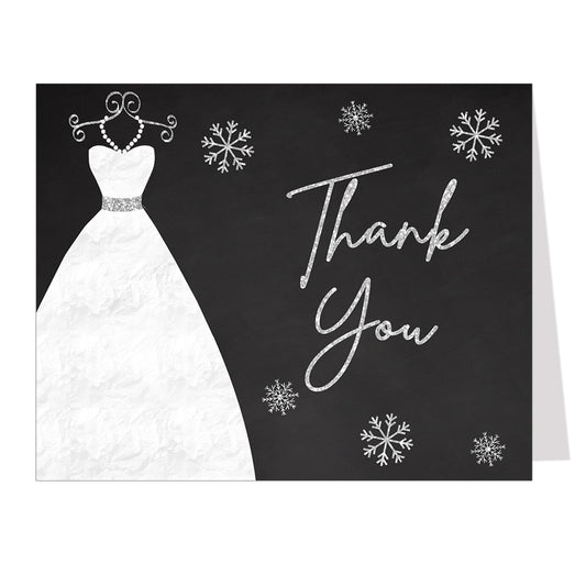 Winter Chalkboard Gown Thank You Card