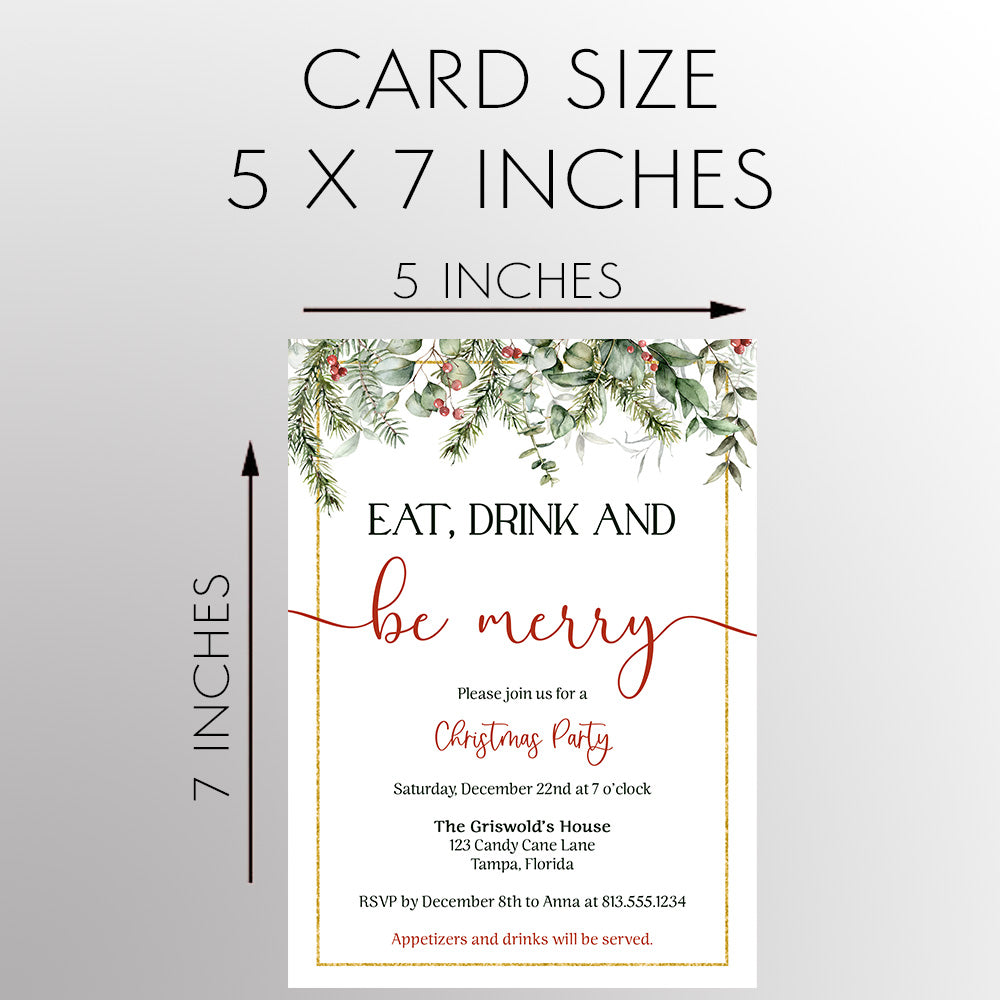 Eat Drink and Be Merry Christmas Party Invitation