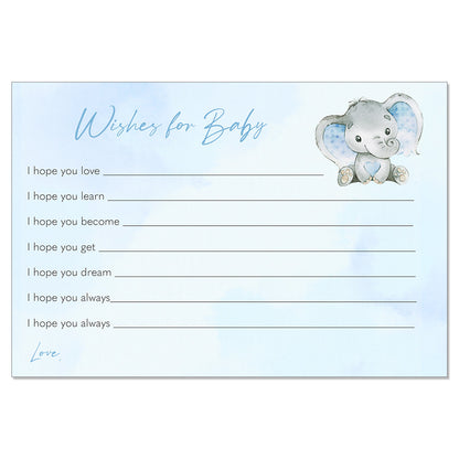 Watercolor Elephant Baby Shower Wish Card