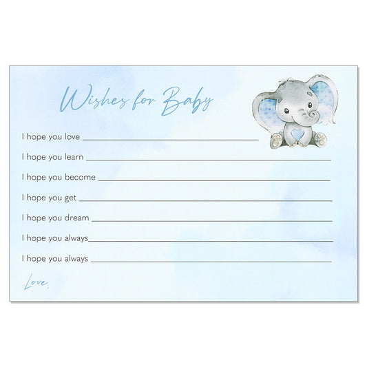 Watercolor Elephant Baby Shower Wish Card