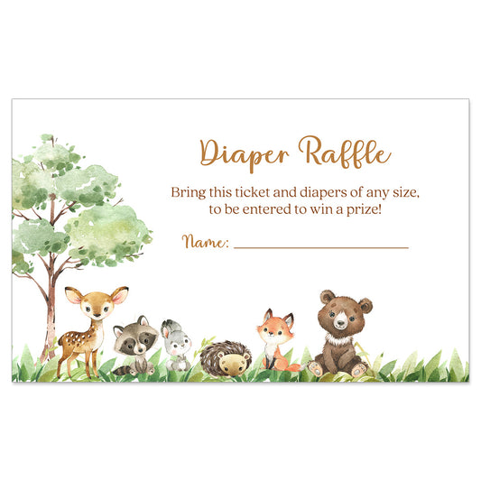 Forest Friends Baby Shower Diaper Raffle Ticket