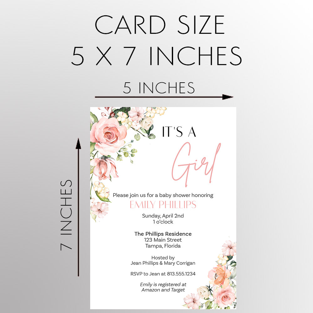 It's a Girl Floral Baby Shower Invitation