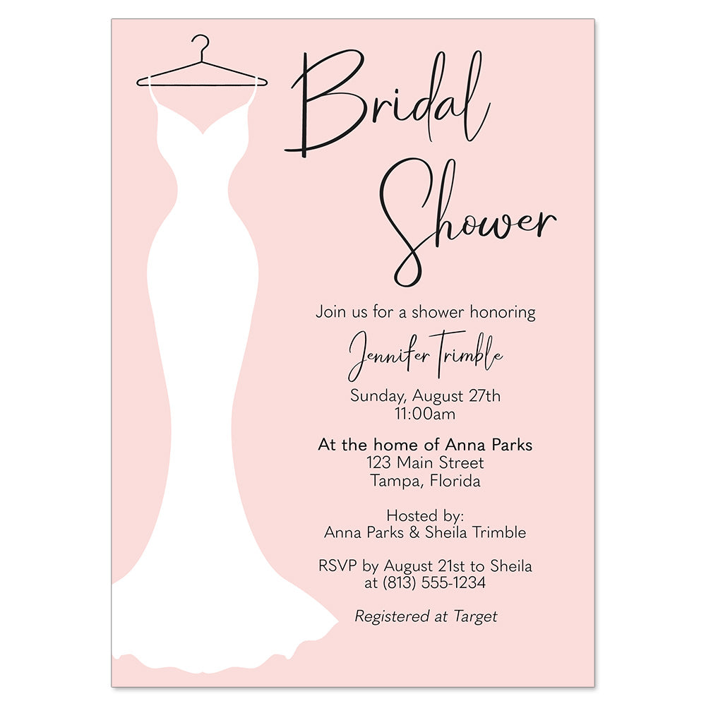 Simple Wedding Dress Bridal Shower Invitation