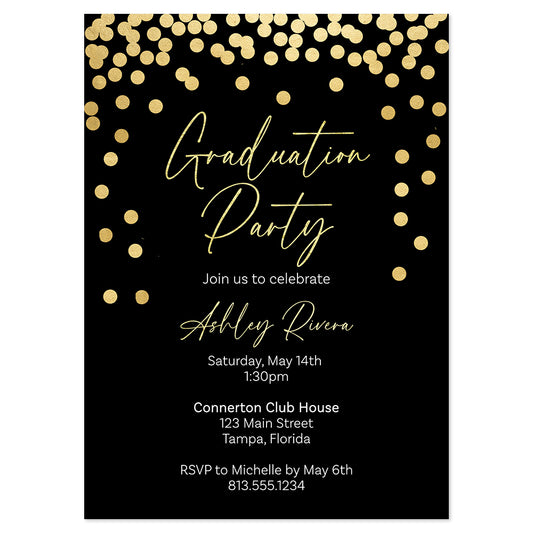 Glitter and Gold Graduation Party Invitation