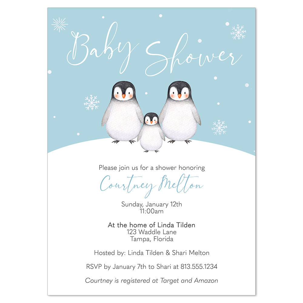Baby Penguin Baby Shower Invitation