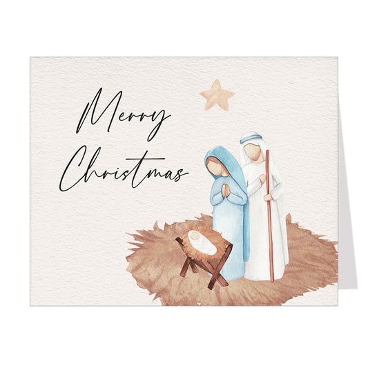 Watercolor Jesus Mary Joseph Christmas Card