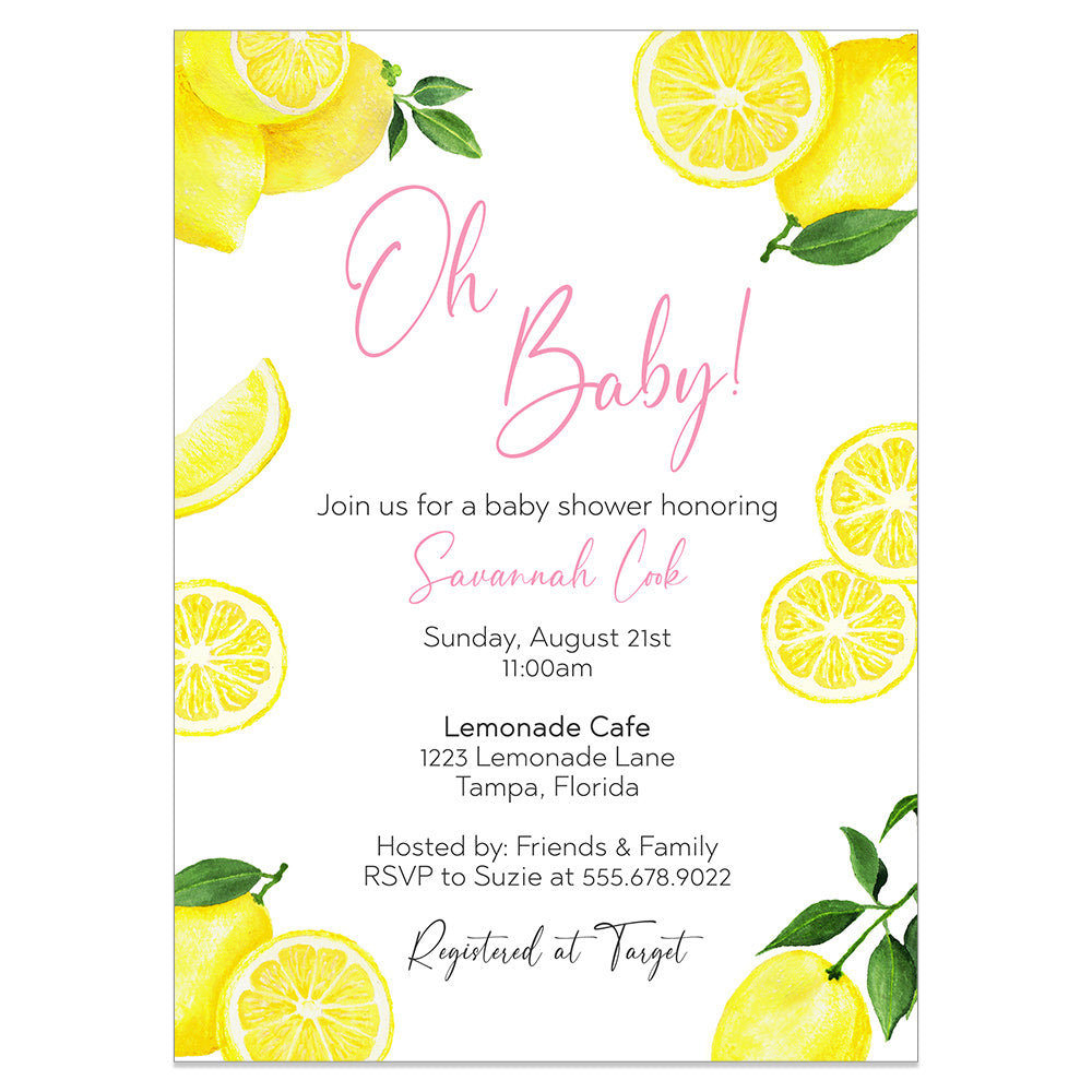 Lemon Baby Shower Invitation