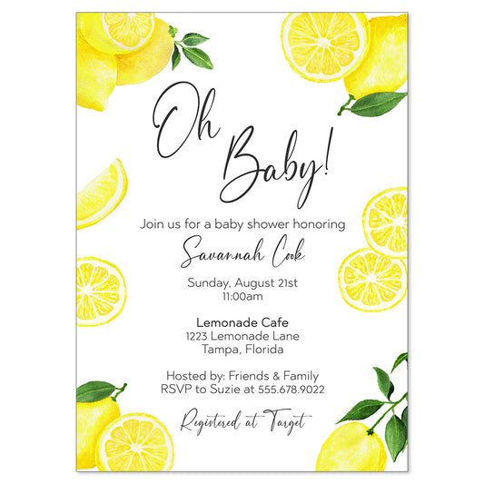 Lemon Baby Shower Invitation