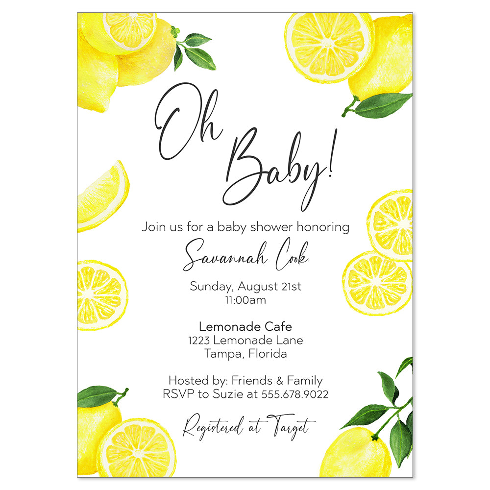 Lemon Baby Shower Invitation