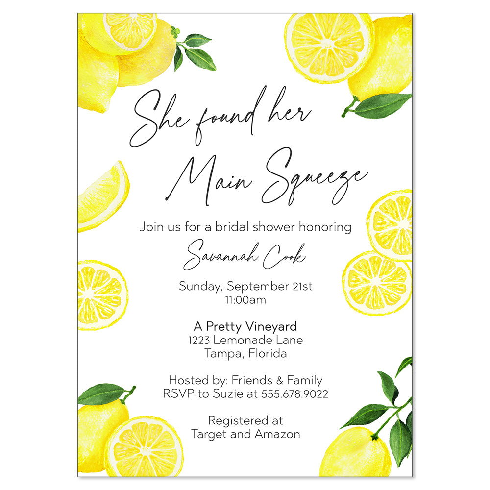 Lemon Bridal Shower Invitation