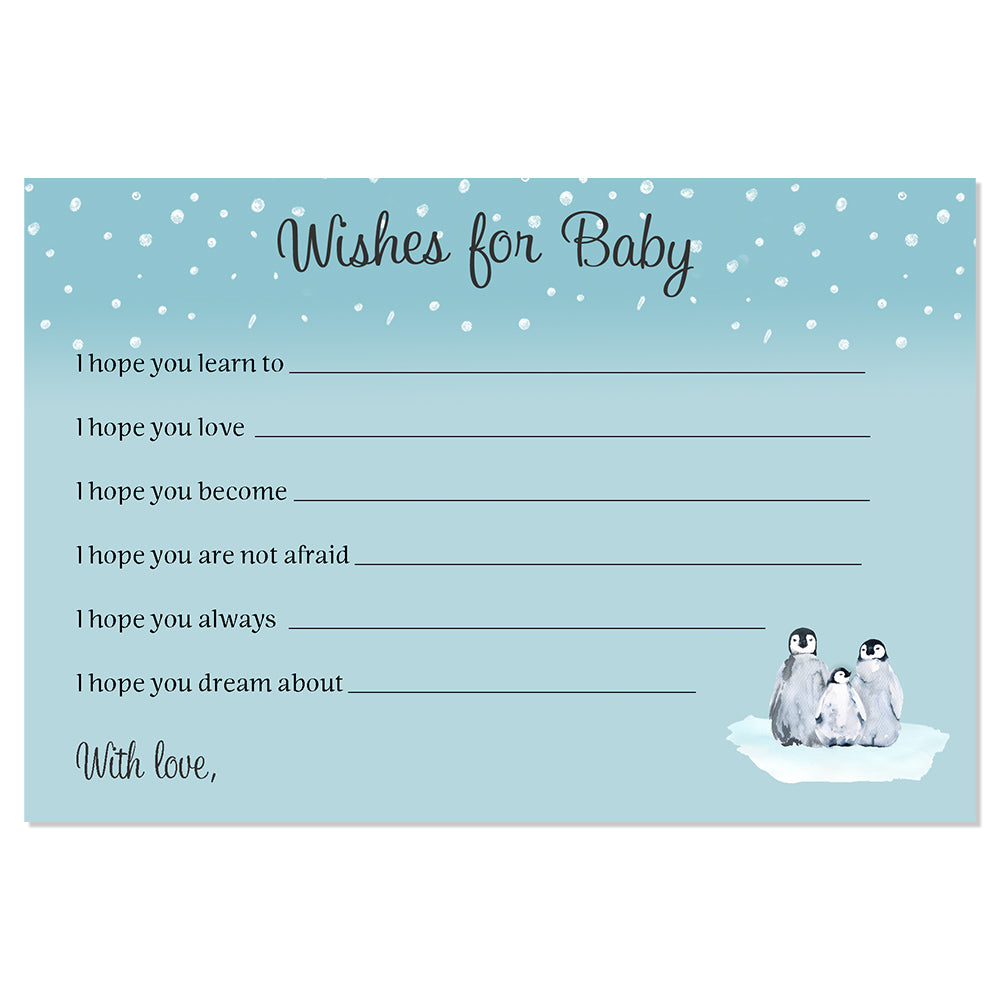 Little Penguin Baby Shower Advice, Wishes Card