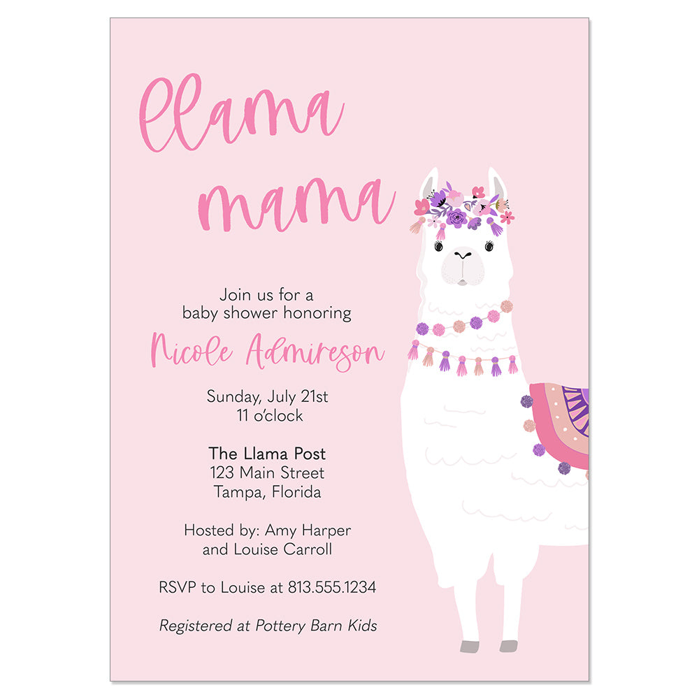 Llama Mama Baby Shower Invitations