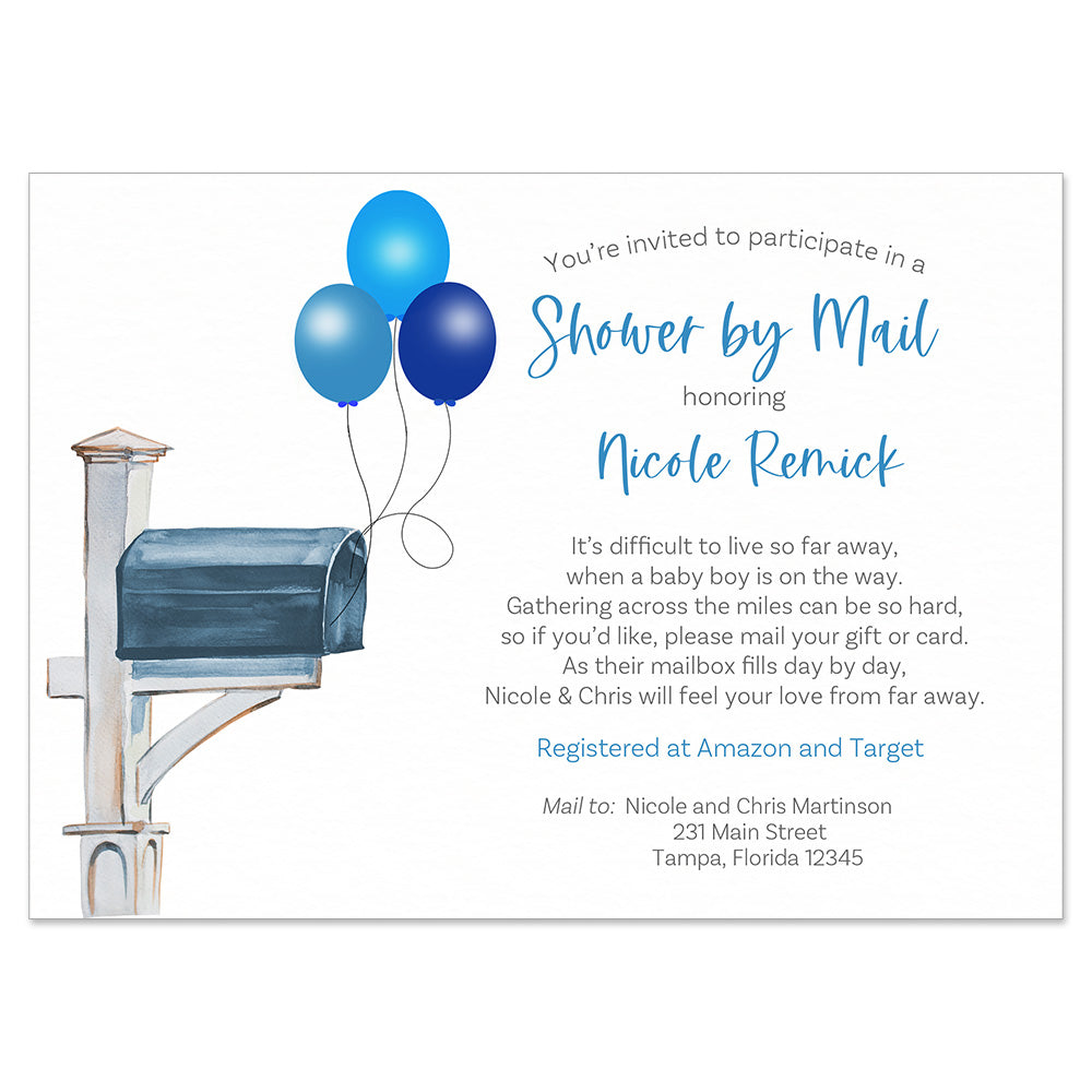 Shower By Mail Baby Balloon Invitation