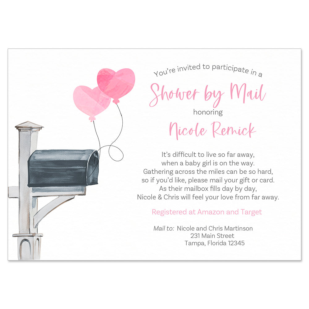 Shower By Mail Baby Balloon Invitation