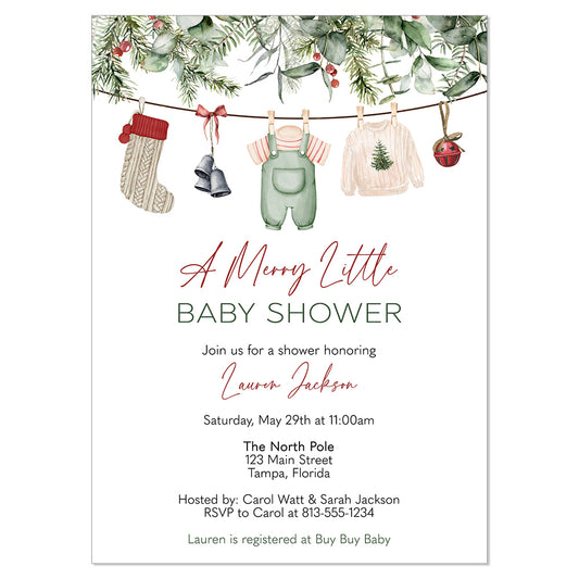 A Merry Little Baby Shower Invitation