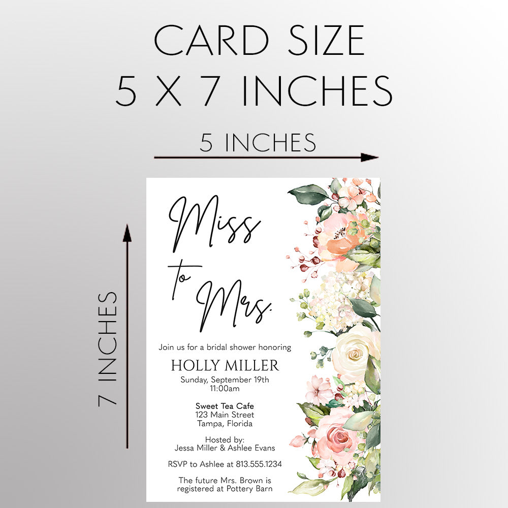 Miss to Mrs. Floral Bridal Shower Invitation