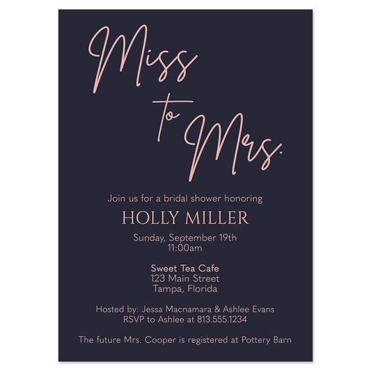 Miss to Mrs. Bridal Shower Invitation