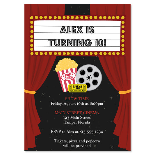 Lights Camera Action Birthday Invitation