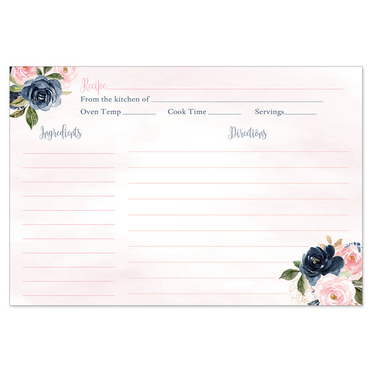 Navy and Blush Recipe Card