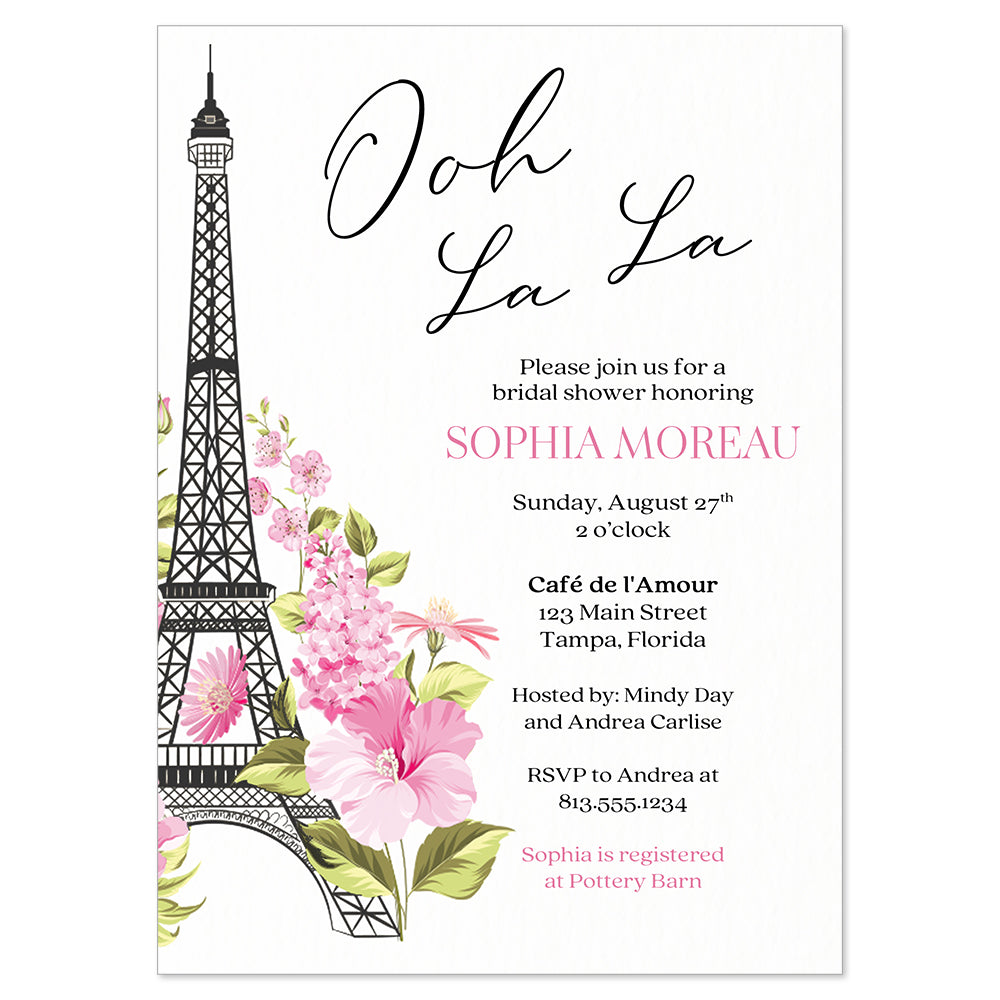 Paris Love Story Bridal Shower Invitation