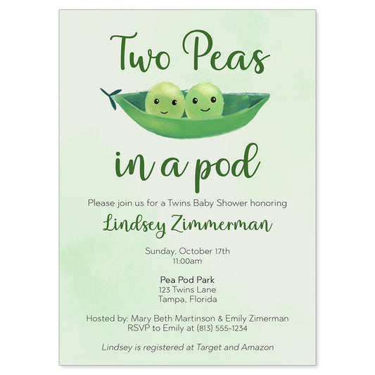 Peas in a Pod Baby Shower Invitation