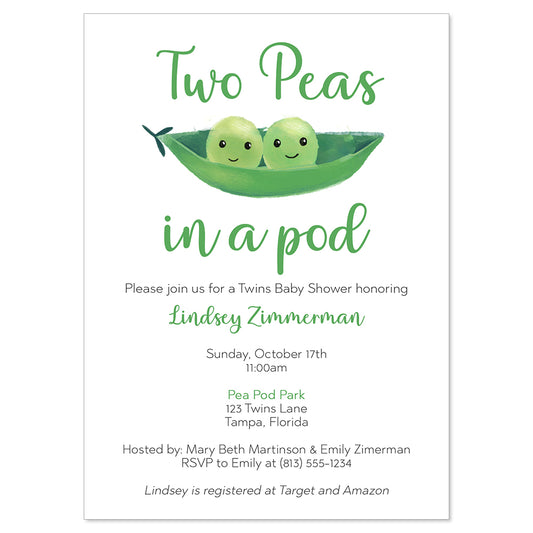 Peas in a Pod Baby Shower Invitation