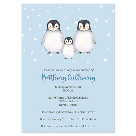Penguin Baby Shower Invitation