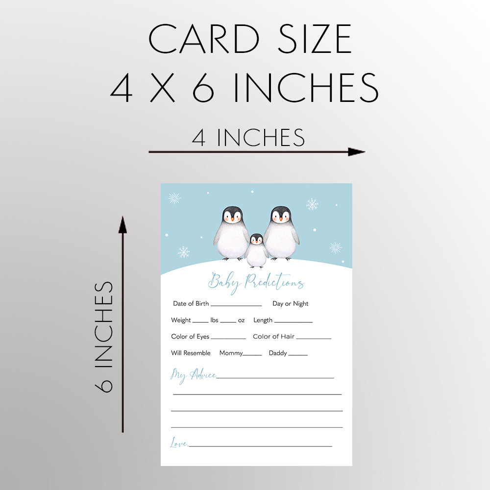 Baby Penguin Baby Shower Predictions Card