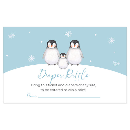 Baby Penguin Diaper Raffle Ticket