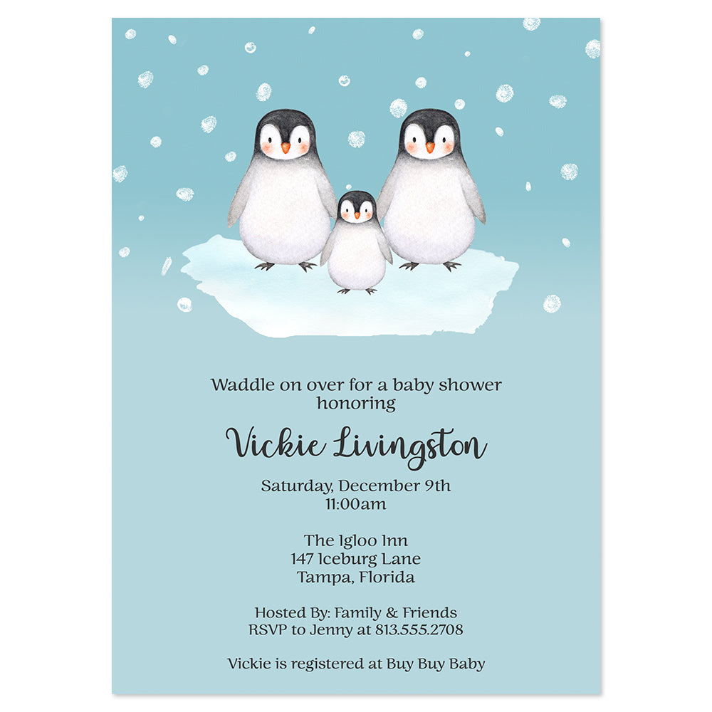 Baby Penguin Baby Shower Invitation