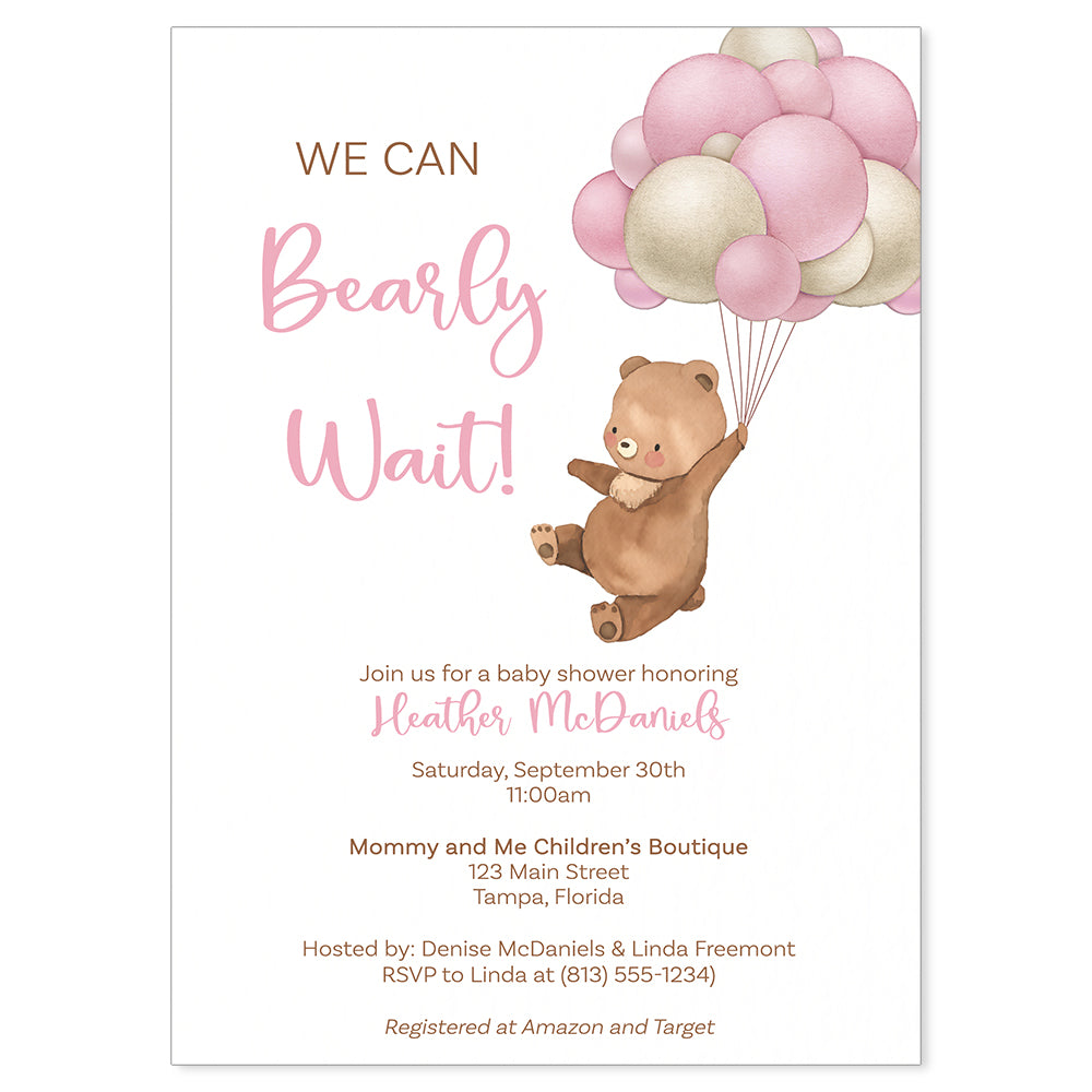 Bearly Wait Baby Shower Invitations