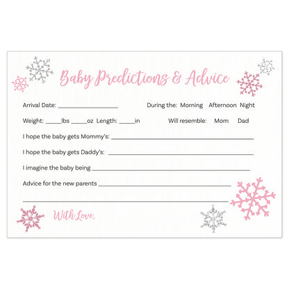 Little Snowflake Baby Shower Predictions Card