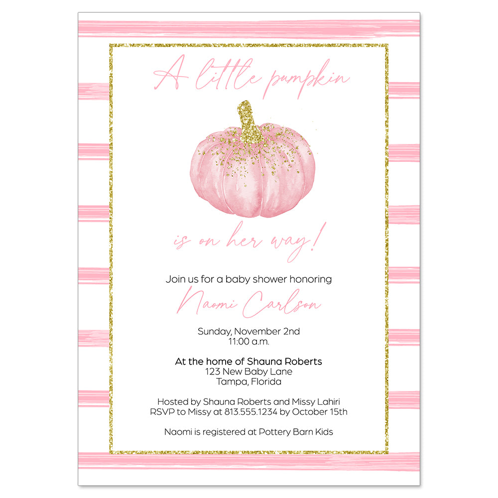 Sparkling Pumpkin Baby Shower Invitation