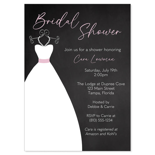 Chalkboard Gown Bridal Shower Invitation